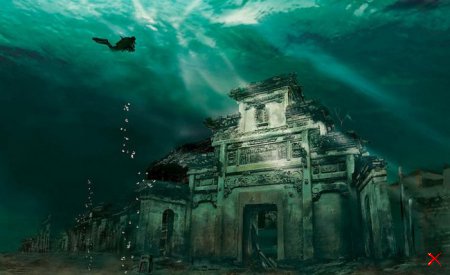 Подводный город Шичен в Китае